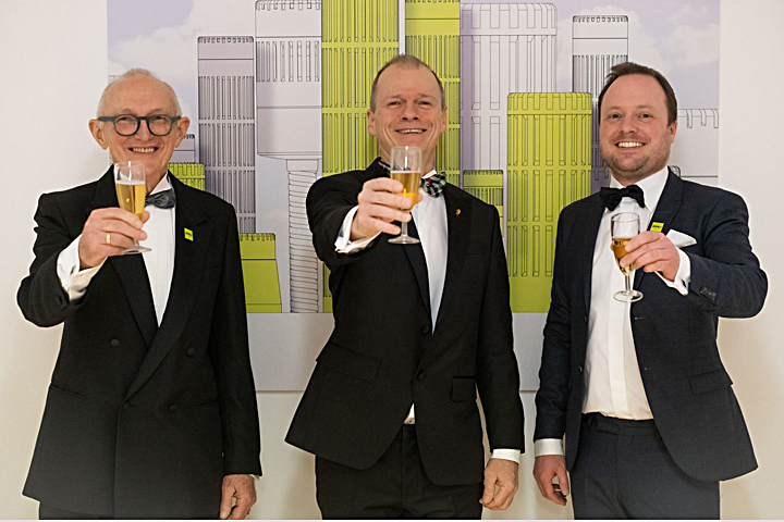 Left-to-right: DPA Microphones co-founder Jens-Jørn Stokholm, CEO Kalle Hvidt Nielsen and R&D manager Ole Moesmann pose in honor of the company’s Academy of Motion Picture Arts and Sciences’ Technical Achievement Award.