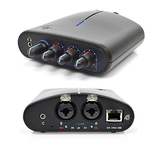 The Dante-equipped Switch Back M8RX™ preamp and multi-channel headphone monitoring interface