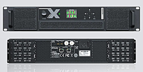 The 2-rackspace MA32/D² -- in common with all MAXX Series amplifiers -- is supplied with Dante, AES3 and MADI connectivity as standard.