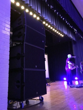 Portable arrays of two L-Acoustics ARCS Focus enclosures atop two SB18 subs are positioned on each side of the stagePortable arrays of two L-Acoustics ARCS Focus enclosures atop two SB18 subs are positioned on each side of the stage