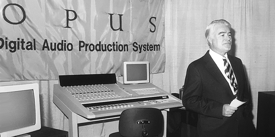 Ron Noonan announces the Lexicon Opus at the 1988 AES Convention; photo © 2020, George Petersen