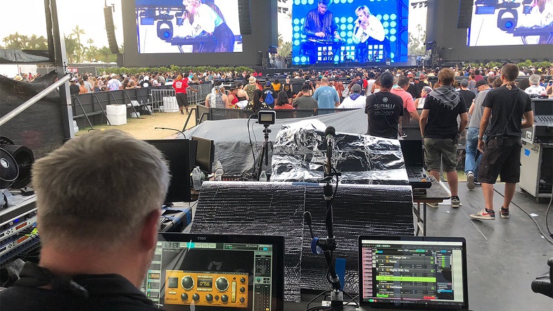 FOH Engineer Jon Schumann mixing MØ at Coachella 2018 with Waves eMotion LV1 Live Mixer