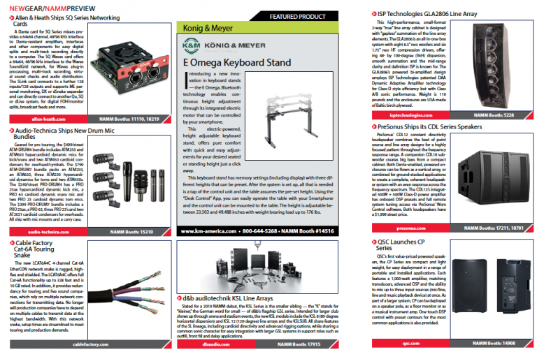 New Gear NAMM Preview FOH Front of House Magazine