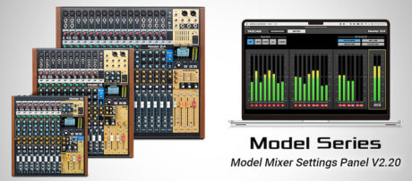 The free v 2.20 software update enables a meter bridge display directly on a PC screen for TASCAM's Model 12, Model 16, and Model 24 mixers