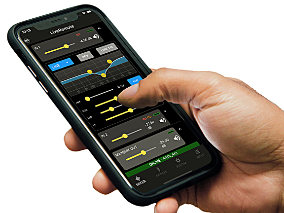 RCF’s LiveRemote app for iOS and Android offers access to DSP, mix and all speaker parameters