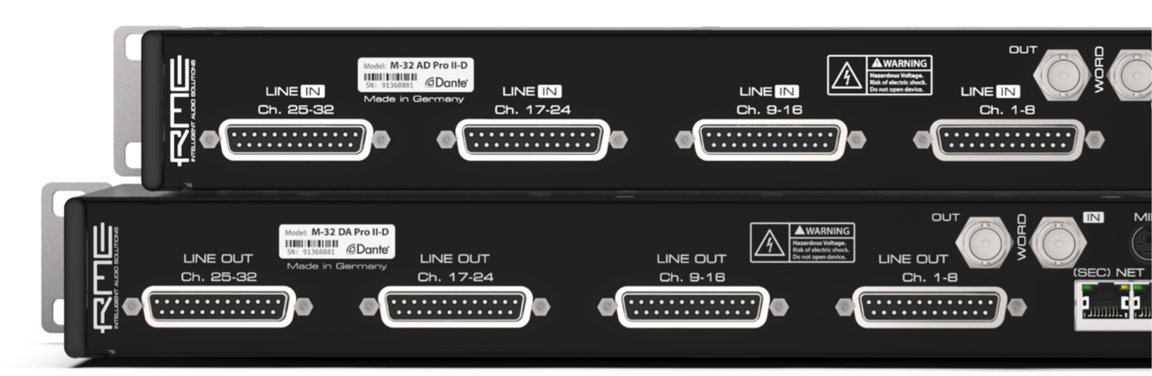 Rear panel D25-sub connectors make for simple analog interfacing