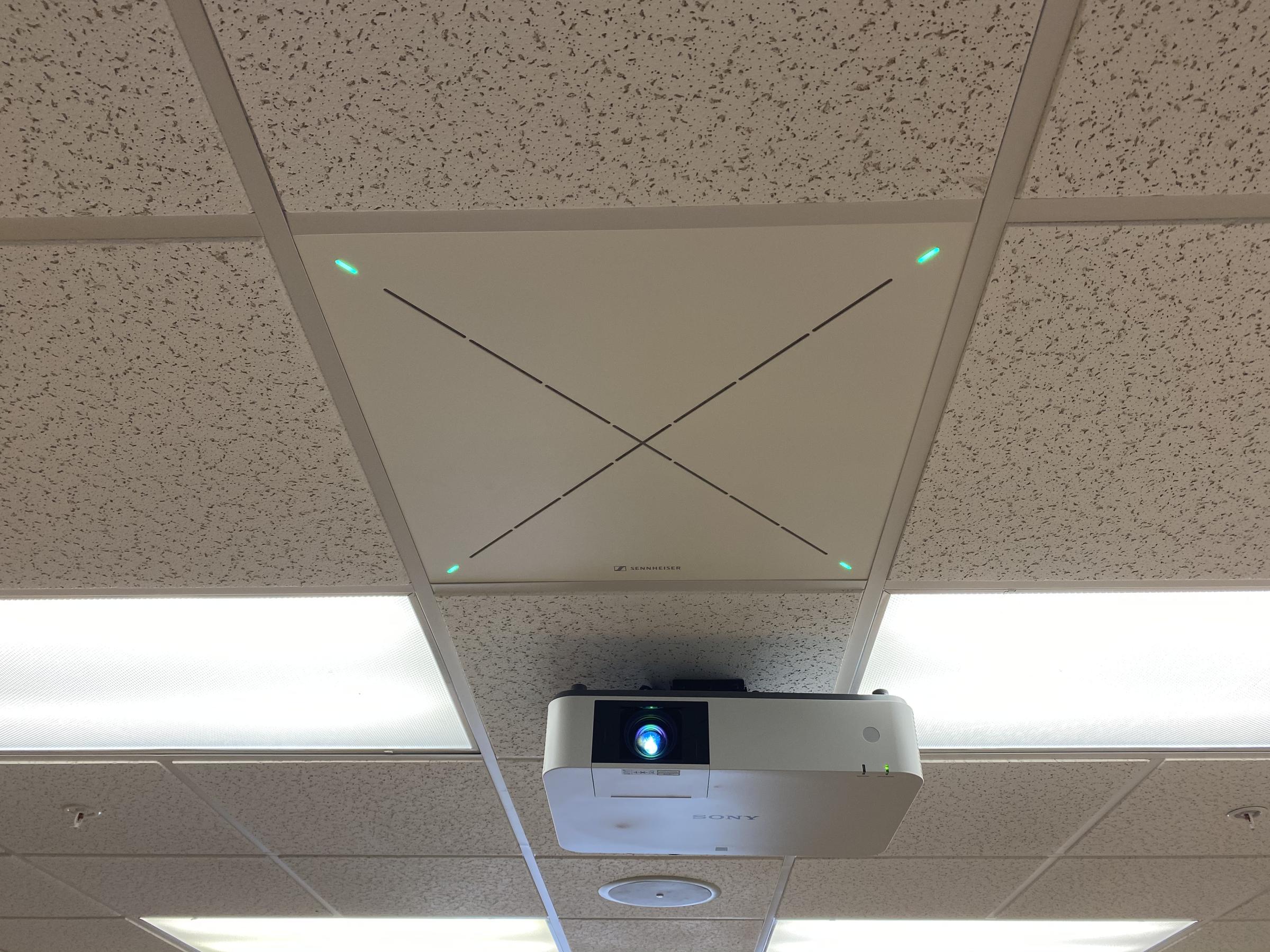 One of the Sennheiser TeamConnect Ceiling 2 units in place at the University of South Florida campus