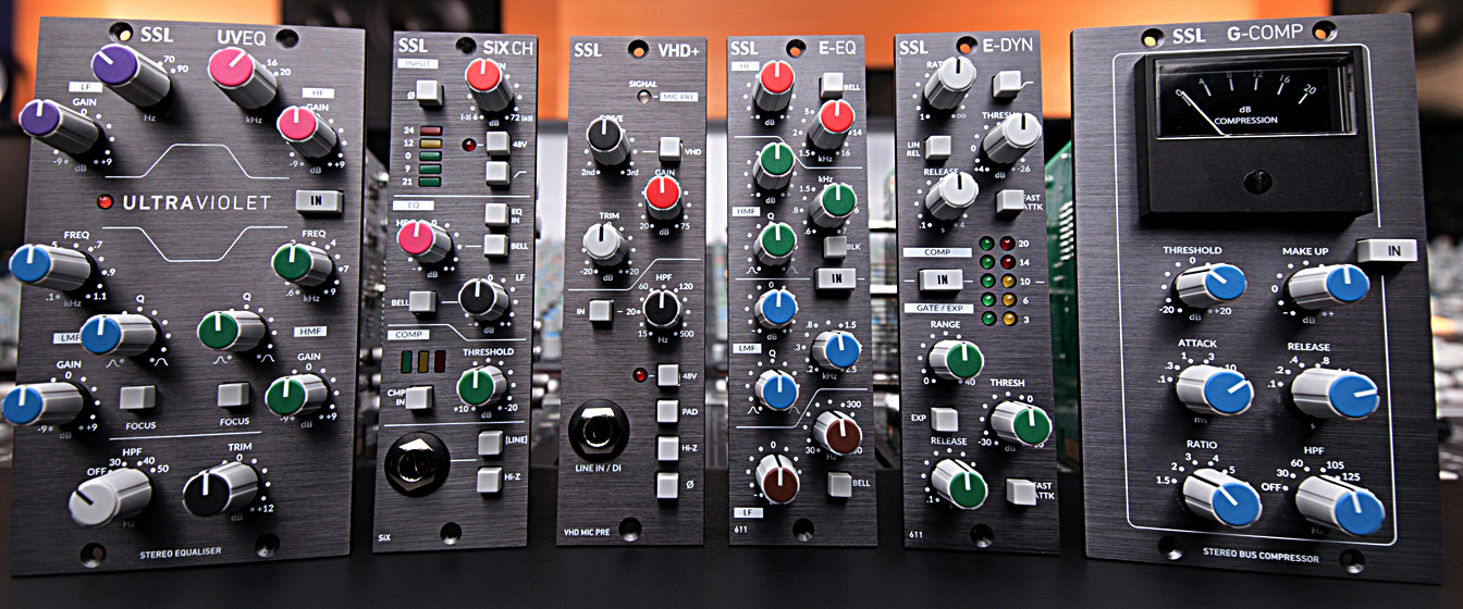 Building on the success of the Fusion stereo analog processor and the SiX SuperAnalogue™ console, Solid State Logic presents two new 500 modules, UV EQ and SiX CH, along with sleek line refresh for the entire line.