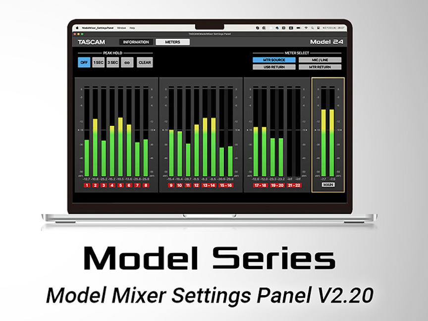 Meter Bridge App for TASCAM’s Model 12/16/24 Mixers